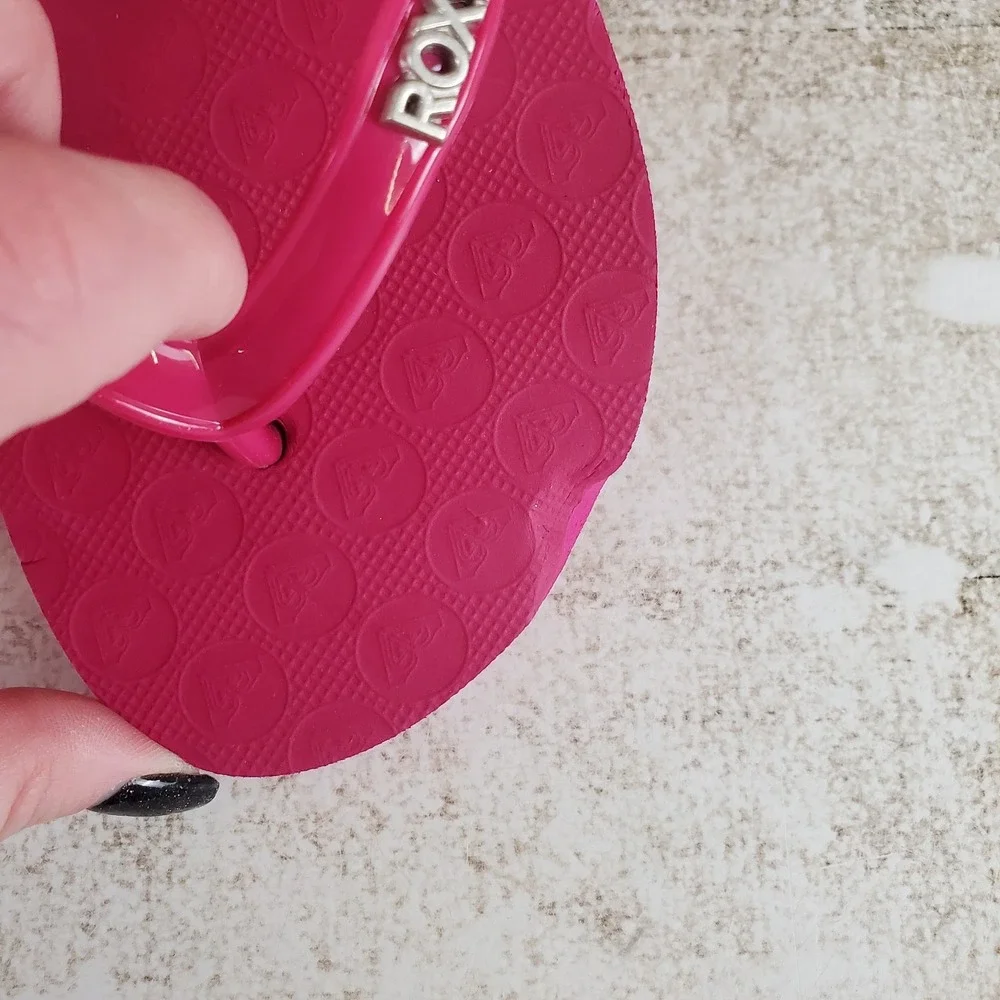 Roxy Viva VI Kid Flip Flop Sandal Sz 3 Hot Pink Leather Comfort Slip On Open Toe